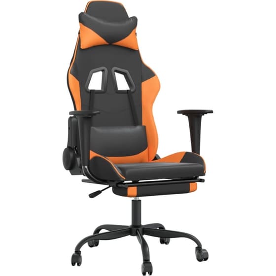 Καρέκλα Gaming VIDAXL 3143659 με Υποπόδιο από Τεχνητό Δέρμα - Μαύρο / Πορτοκαλί image 0
