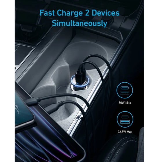 Φορτιστής Αυτοκινήτου ANKER 325 1x USB-A / 1x USB-C 53W - Black image 2