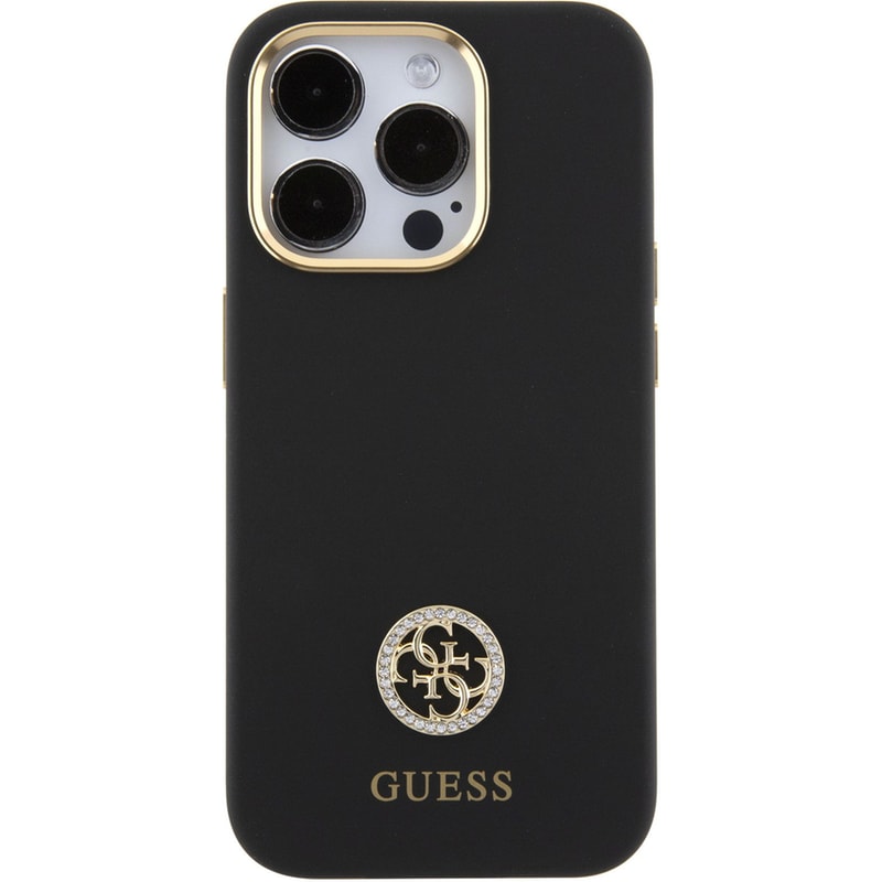 Guess Quot;4g Strass Logo Collection Quot; Case Θήκη Προστασίας Από Σιλικόνη – Iphone 15 Pro (black – Guhcp15lm4dgpk)