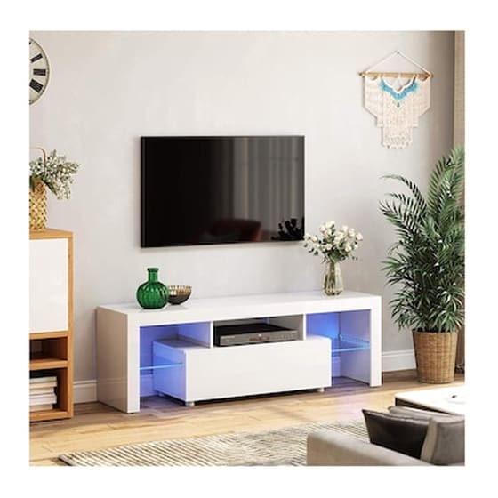 Ξύλινο Έπιπλο Τηλεόρασης Με Led Φωτισμό 140x35x45 Cm Vasagle Ltv14wt image 5