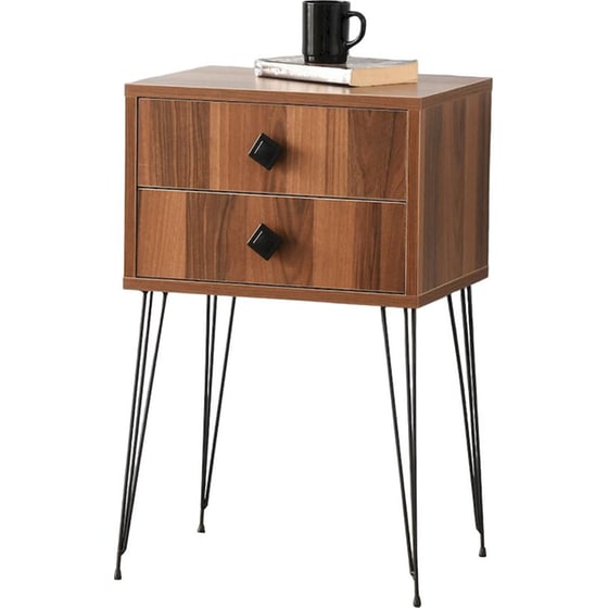 Κομοδίνο 24Mall Luna από Μοριοσανίδα 45x35x70 cm - Καφέ/Μαύρο image 0