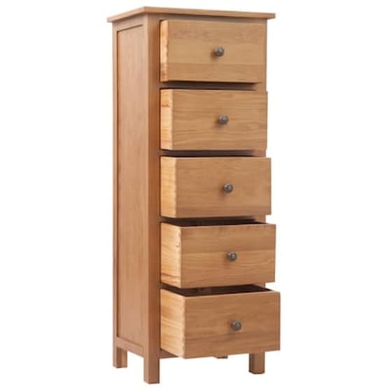 Vidaxl Συρταριέρα Ψηλή 45 X 32 X 110 Εκ. Από Μασίφ Ξύλο Δρυός image 5