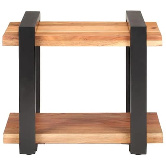 Κομοδίνο Vidaxl Από Μασίφ Ξύλο Ακακίας 50x40x40 cm - Καφέ Μαύρο image 3