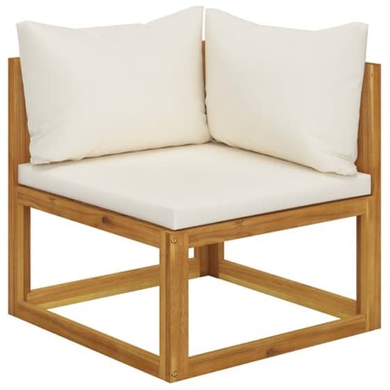 Παγκάκι Κήπου VidaXL Διθέσιο με Μαξιλάρια 70x70x60 cm - Κρεμ image 2