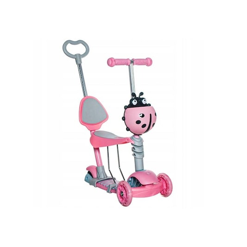 Παιδικό Πατίνι Scooter 3 Σε 1 Με Βοηθητική Λαβή Ασφαλείας Και Led Φωτισμό Σε Ροζ Χρώμα