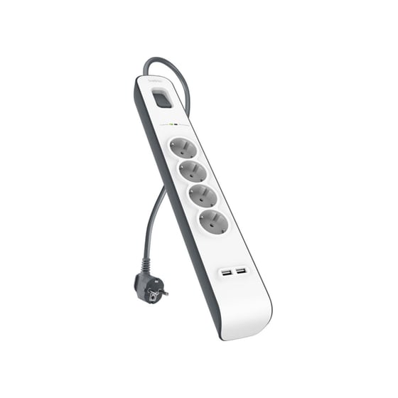 Πολύπριζο Ασφαλείας Belkin Surge Master BSV401VF2M 4 Θέσεων & 2x Usb 2m - Λευκό image 1