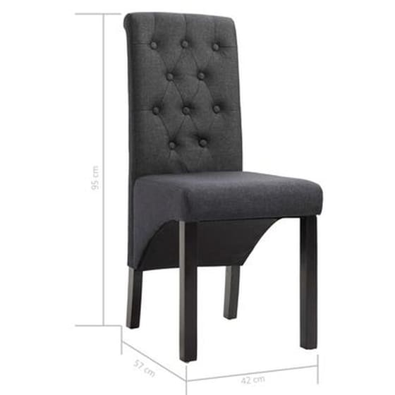 Καρέκλες Τραπεζαρίας Vidaxl Υφασμάτινες  4 Τμχ - Σκούρο Γκρι image 6