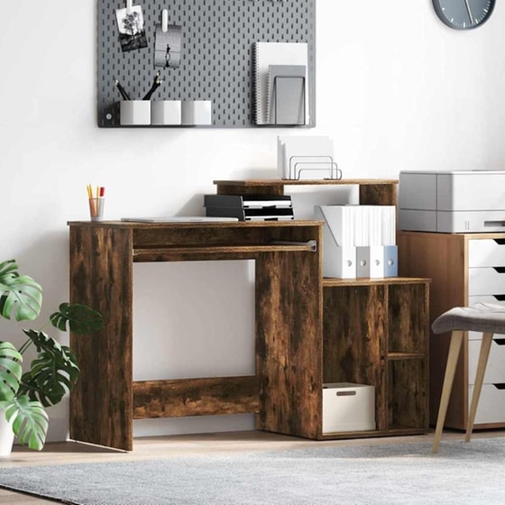 Γραφείο VidaXL από Επεξεργασμένο Ξύλο 120,5x44x88,5 cm - Καπνιστή Δρυς image 1