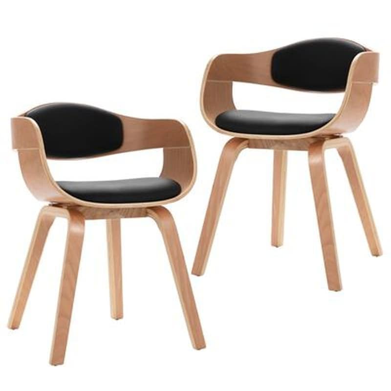 Καρέκλες Τραπεζαρίας Vidaxl από Λυγισμένο Ξύλο/Συνθετικό Δέρμα 2 Τμχ - Μαύρο VIDAXL