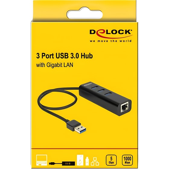 DeLock 62653 USB Hub 4-Port USB 3.0 συμβατό με USB-A image 1
