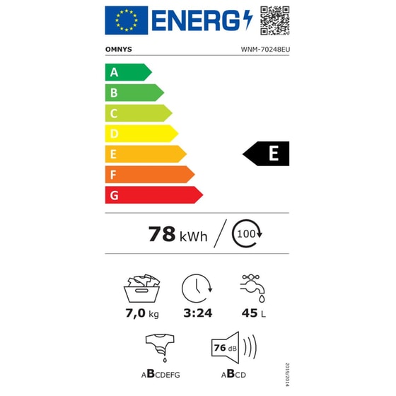 OMNYS WNM-70248EU 7 kg 1.200 Στροφές Λευκό Πλυντήριο Ρούχων image 2