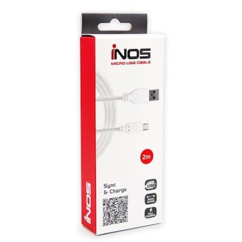 INOS Καλώδιο δεδομένων Inos Usb to Micro Usb 2m - White