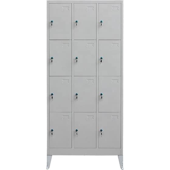 Μεταλλική Ντουλάπα - Φοριαμός (locker) 90x40x195cm 12 Θέσεων Με Ρυθμιζόμενα Πόδια 42kg Γκρι Ανοικτό Steelen image 2