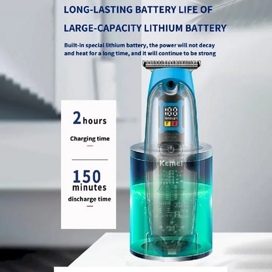 KEMEI KM-2258 Κουρευτική Μηχανή Επαναφορτιζόμενη Μπλε image 2