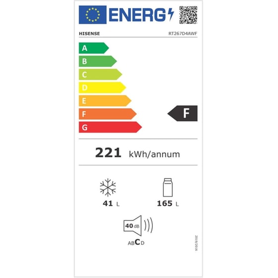 HISENSE RT267D4AWF 205 Lt με LED φωτισμό - Λευκό Δίπορτο Ψυγείο image 3