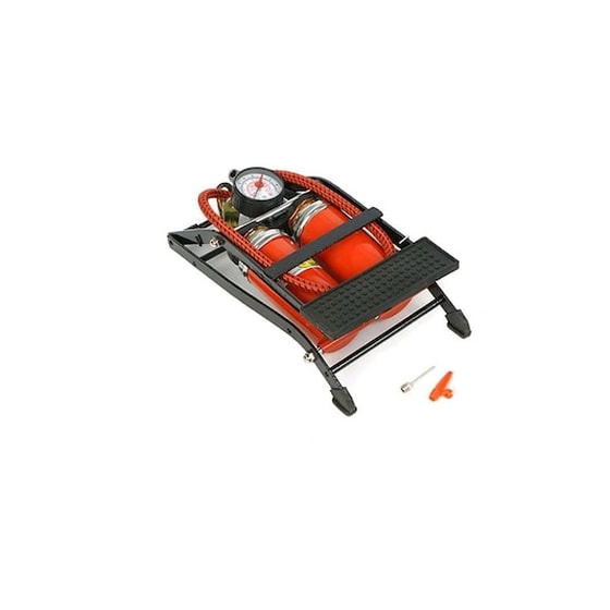 Διπλή Τρόμπα Ποδιού 7 Bar/100 Psi Με Δύο Κυλίνδρους Για Αυτοκίνητο Κτλ Με Μανόμετρο Σε Κόκκινο Χρώμα image 0