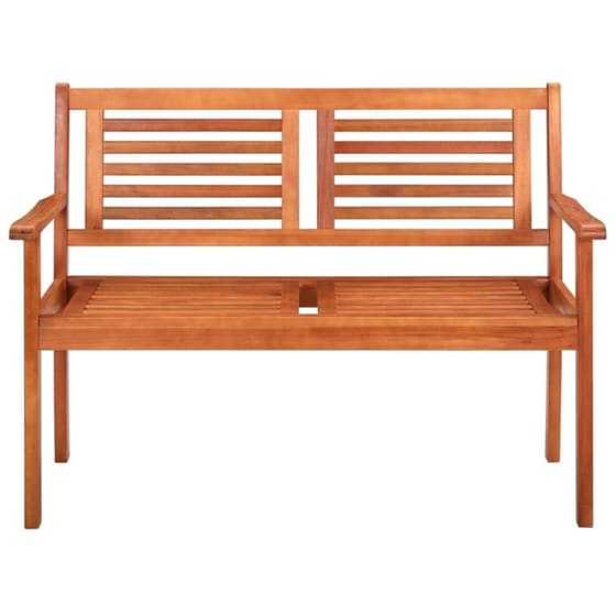 Διθέσιο Παγκάκι Κήπου VidaXL Με Μαξιλάρι από Μασίφ Ξύλο Ευκαλύπτου 120x60x89 cm - Καφέ/Μπλε image 2