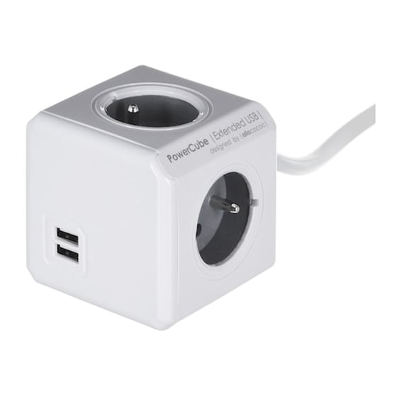 Πολύπριζο Allocacoc Powercube Extended 4 Θέσεων & 2x Usb 3m - Grey image 0