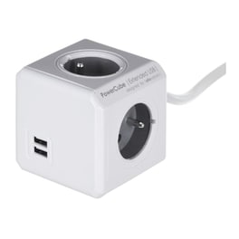Πολύπριζο Allocacoc Powercube Extended 4 Θέσεων & 2x Usb 3m - Grey