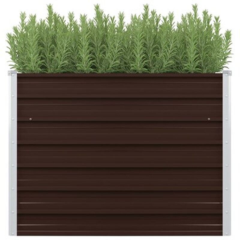 Vidaxl Ζαρντινιέρα Υπερυψωμένη Καφέ 100x40x77 Εκ. Γαλβανισμ. Χάλυβας