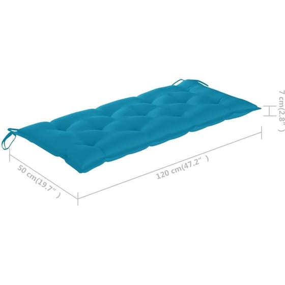Παγκάκι Κήπου VidaXL με Μαξιλάρι από Μπαμπού 118x38x45 cm - Καφέ/Μπλε image 7