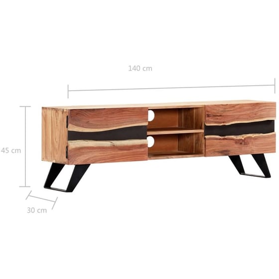 Έπιπλο Τηλεόρασης VidaXL από Ξύλο 140x30x45cm - Kαφέ/Μαύρο image 12