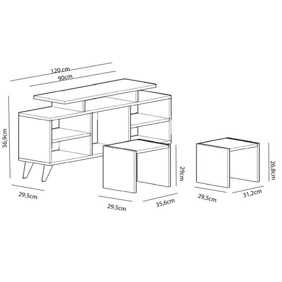 Σύνθεση Τηλεόρασης Marcus Cordoba από Μοριοσανίδα 120x29.5x56.9 cm - Λευκή/Καφέ image 3