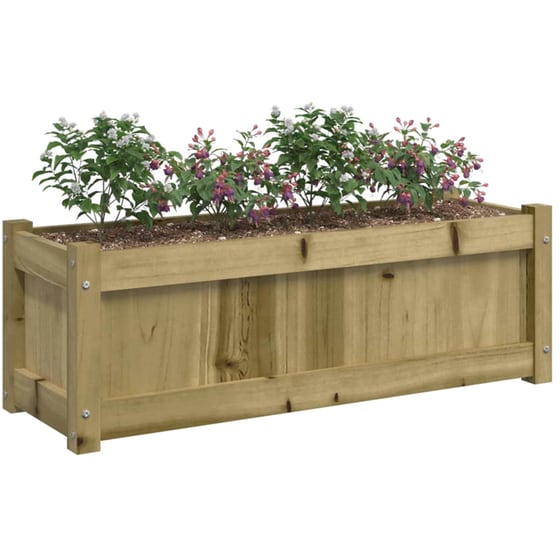Ζαρντινιέρα VidaXL από Μασίφ Ξύλο Πεύκου 90x31cm - Καφέ image 1