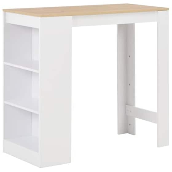 Τραπέζι Μπαρ Vidaxl Με Ράφια Λευκό 110x50x103 cm - Λευκό/Φυσικό Χρώμα image 1