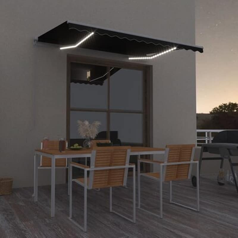 Τέντα Vidaxl Συρόμενη Χειροκίνητη με LED 300x250cm - Ανθρακί