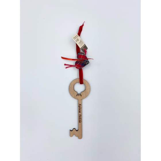 Κρεμαστό Γούρι Live Love Sparkle Ξύλινο Κλειδί Ρόδι - Χρόνια Πολλά image 0