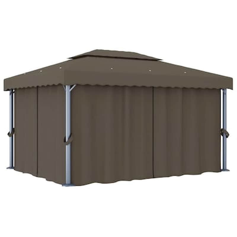 VIDAXL Vidaxl Κιόσκι Με Κουρτίνα Taupe 4 X 3 Μ. Αλουμινίου