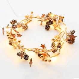 Χριστουγεννιάτικη Γιρλάντα 20 LED Aca Decor Star & Pearls Brown