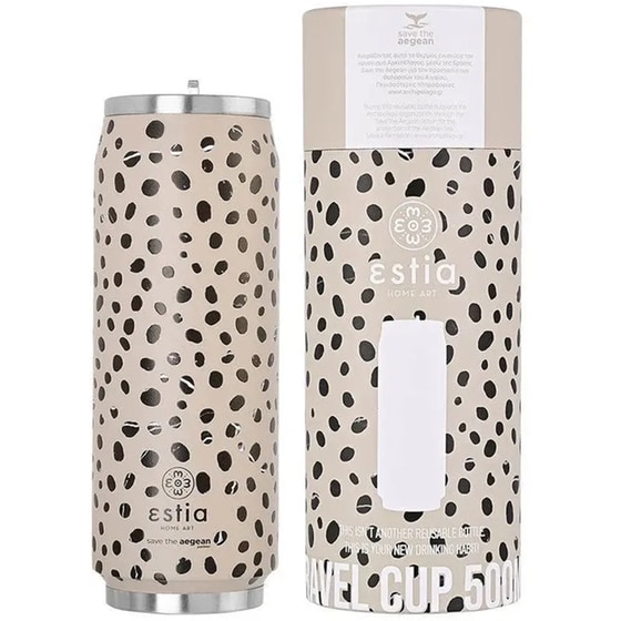 Παγούρι Θερμός Estia Home Art Save The Aegean Leopard Taupe 500 ml image 0