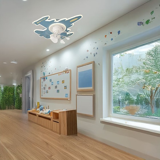 EUROLAMP 300-25060 Παιδικός Ανεμιστήρας Οροφής  Με Φως Led  Τηλεχειριστήριο 50εκ. Αεροπλάνο 24W Μπλε image 1