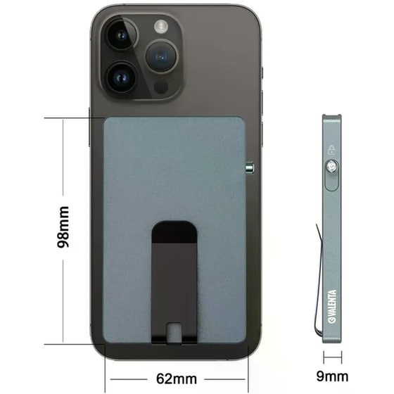 Θήκη Καρτών Valenta Αλουμινίου με Κλιπ Money Grey image 4