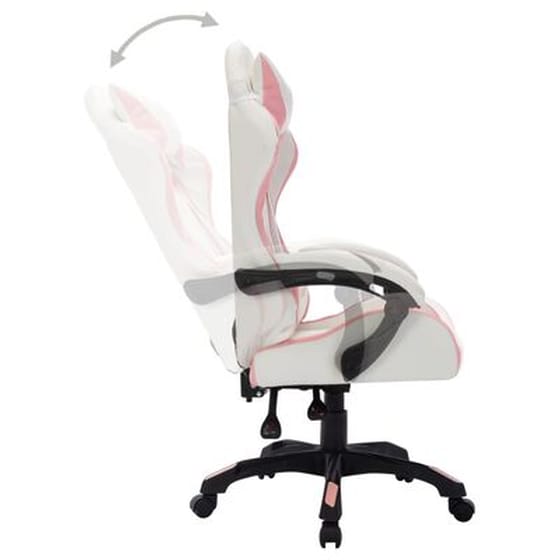Καρέκλα Gaming VidaXL Racing LED RGB από Τεχνητό Δέρμα - Λευκή/Ροζ image 5