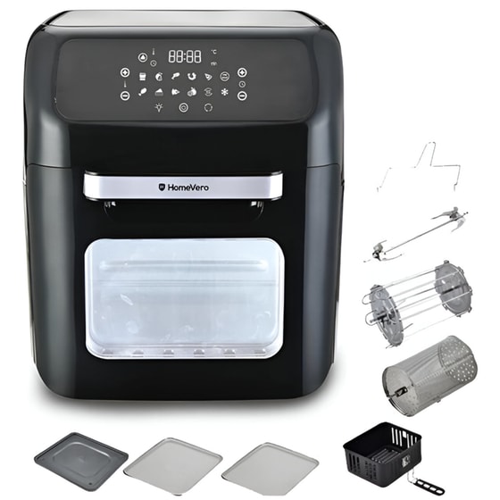 HOMEVERO HV-AF12XL με Αποσπώμενο Κάδο 1800 W 12 L Μαύρο Φριτέζα Αέρος image 1