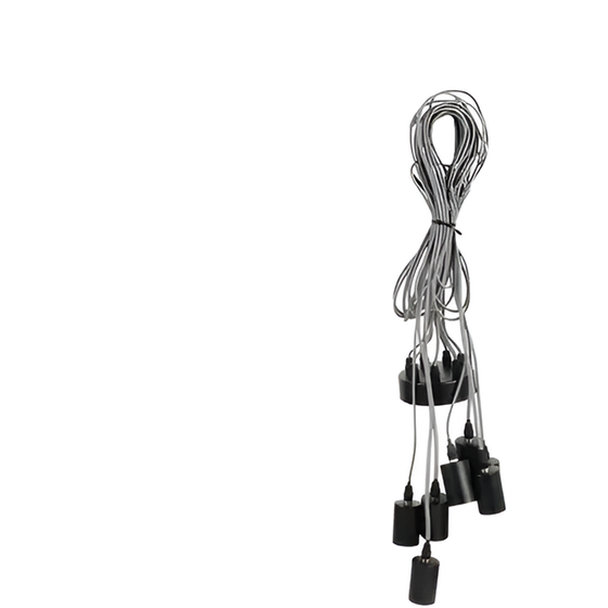 Κρεμαστό Μεταλλικό Φωτιστικό Οροφής Με 7 Προεκτάσεις Σε Μαύρο Χρώμα image 2