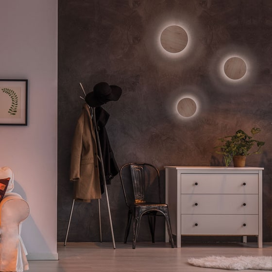 Απλίκα Τοίχου Led Aca Eclipse Zm1710ledwlw από MDF 22x3.8x22 cm - Καφέ image 1