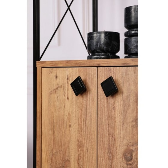 Βιβλιοθήκη 24Mall Masa Atlantic Pine από Μοριοσανίδα/Μέταλλο 49x30x180 cm - Μαύρο/Καφέ image 5