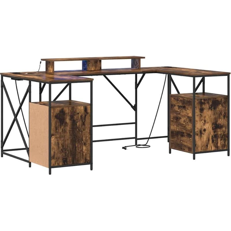 Γραφείο VidaXL από Επεξεργασμένο Ξύλο 182x101x87,5 cm - Καπνιστή Δρυς