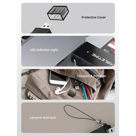 Card reader Cabletime CT-ASD3-PB USB 3.0 με 2 θύρες - Μαύρο image 5