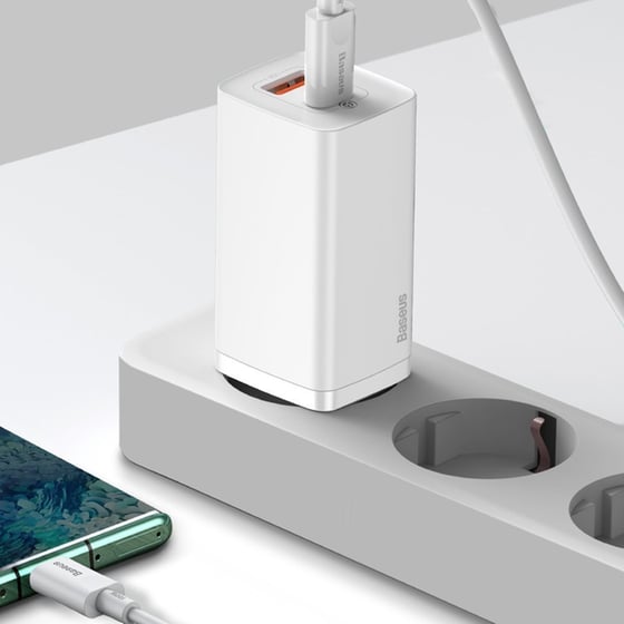 Φορτιστής Πρίζας Baseus GaN2 Lite 2 port Usb-C,Usb 65W - White image 6
