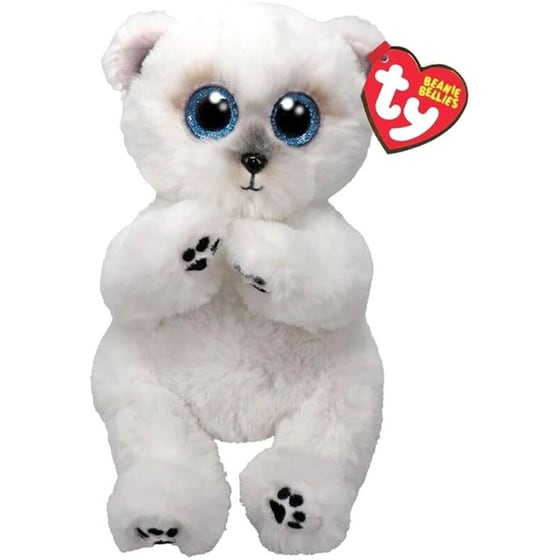 Λούτρινο TY Beanie Bellies Fluffy Teddy Αρκουδάκι Λευκό (15cm) image 0