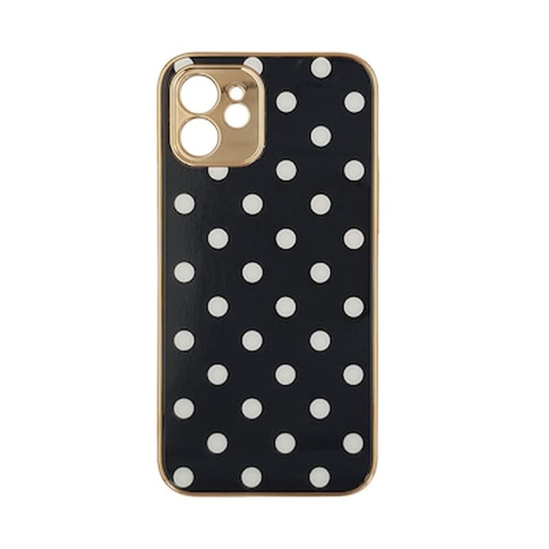 Θήκη Apple iPhone 12/iPhone 12 Pro - Gkk Electroplate Glass Case - Πουά Black