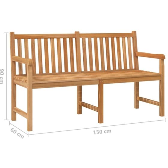 Παγκάκι Κήπου VidaXL από Μασίφ Ξύλο Teak 150x60x90 cm - Καφέ image 6