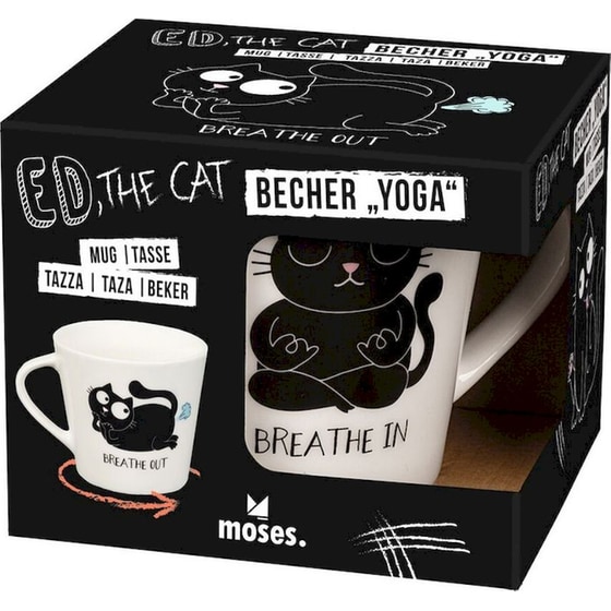 Κούπα Moses ED, the Cat "Yoga" Κεραμική 420 ml - Λευκή με Σχέδιο image 2