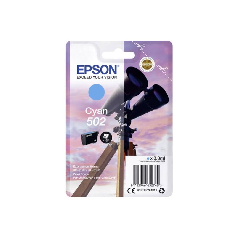 Epson 502 Κυανό Μελάνι Εκτυπωτή C13T02V24010 EPSON