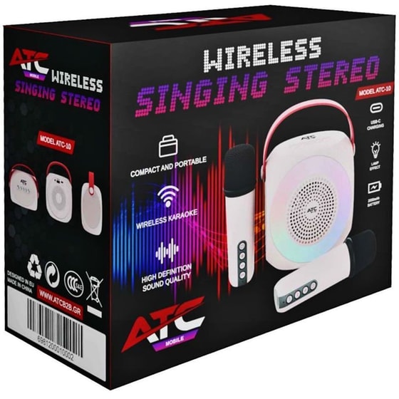 Party Speaker ATC 10 με 2 Ασύρματα Μικρόφωνα - Μπεζ image 1